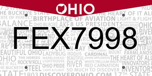 FEX7998 Ohio License Plate