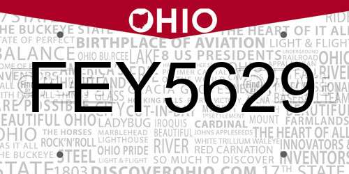 FEY5629 Ohio License Plate