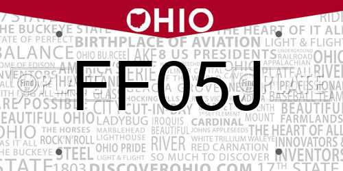 FF05J Ohio License Plate