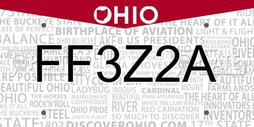 FF3Z2A Ohio License Plate