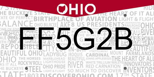 FF5G2B Ohio License Plate