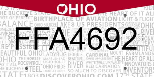 FFA4692 Ohio License Plate