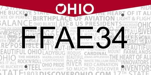 FFAE34 Ohio License Plate