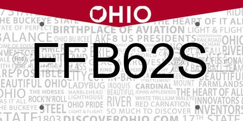 FFB62S Ohio License Plate