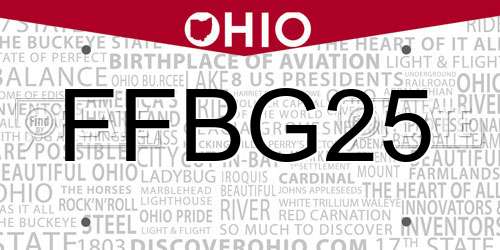 FFBG25 Ohio License Plate