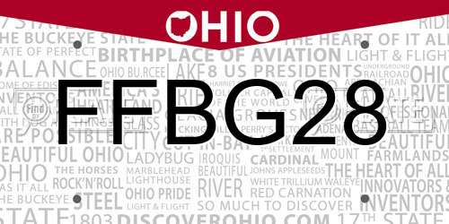 FFBG28 Ohio License Plate