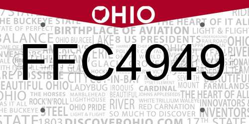 FFC4949 Ohio License Plate