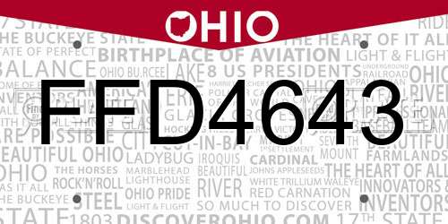 FFD4643 Ohio License Plate