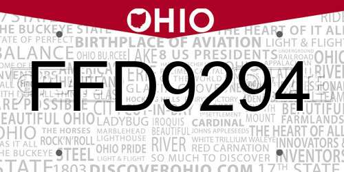 FFD9294 Ohio License Plate