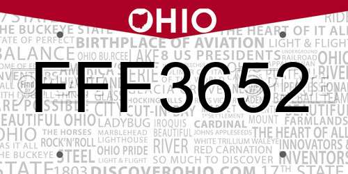 FFF3652 Ohio License Plate