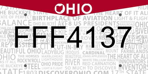 FFF4137 Ohio License Plate