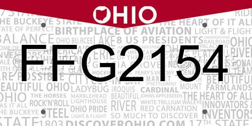 FFG2154 Ohio License Plate
