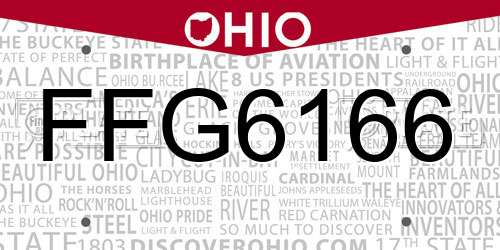 FFG6166 Ohio License Plate