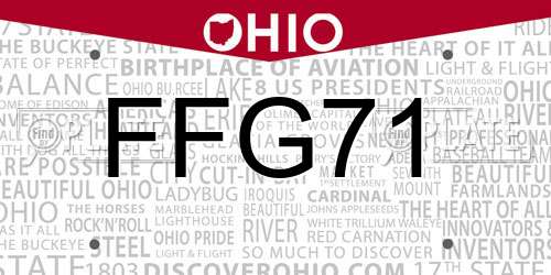 FFG71 Ohio License Plate
