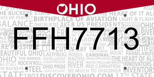FFH7713 Ohio License Plate
