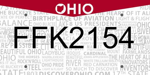 FFK2154 Ohio License Plate
