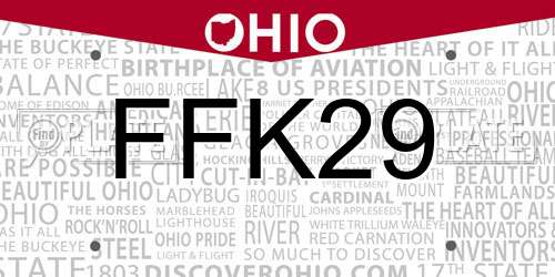 FFK29 Ohio License Plate