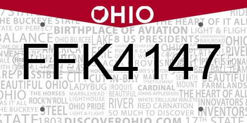 FFK4147 Ohio License Plate