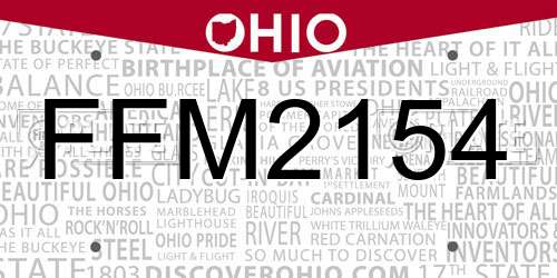 FFM2154 Ohio License Plate