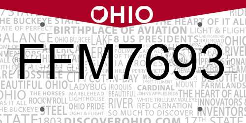 FFM7693 Ohio License Plate