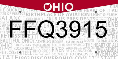 FFQ3915 Ohio License Plate