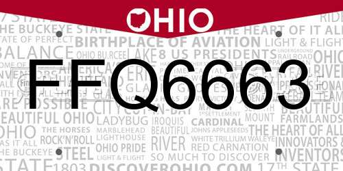 FFQ6663 Ohio License Plate