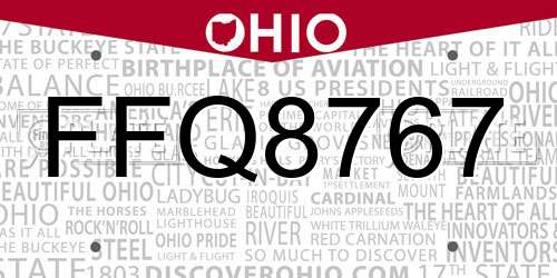 FFQ8767 Ohio License Plate