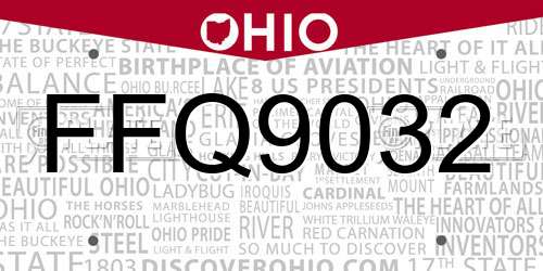 FFQ9032 Ohio License Plate