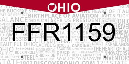 FFR1159 Ohio License Plate