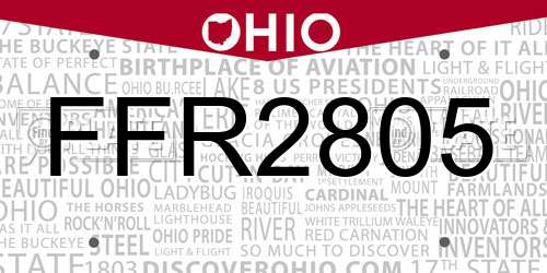 FFR2805 Ohio License Plate