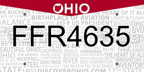 FFR4635 Ohio License Plate