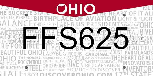 FFS625 Ohio License Plate