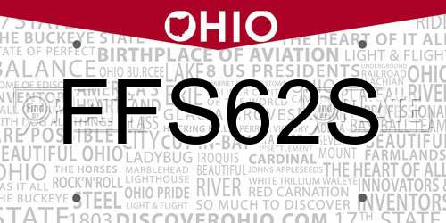 FFS62S Ohio License Plate