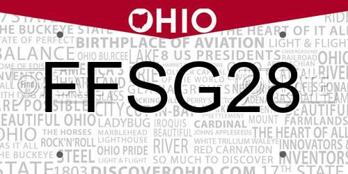 FFSG28 Ohio License Plate