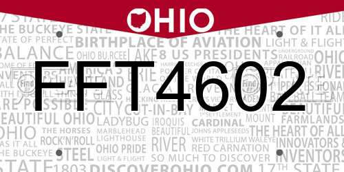 FFT4602 Ohio License Plate
