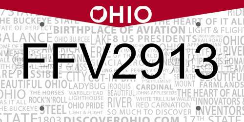 FFV2913 Ohio License Plate