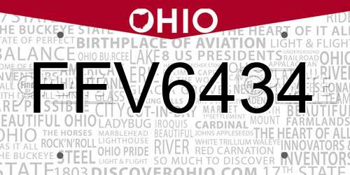 FFV6434 Ohio License Plate