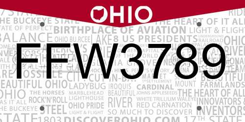 FFW3789 Ohio License Plate