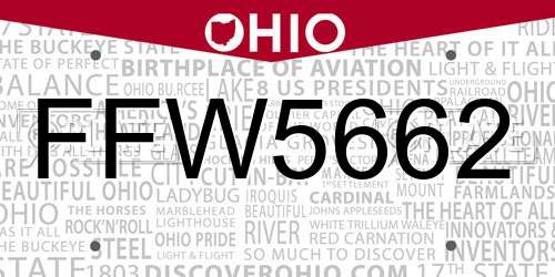 FFW5662 Ohio License Plate