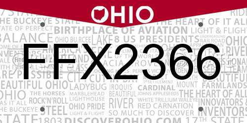 FFX2366 Ohio License Plate