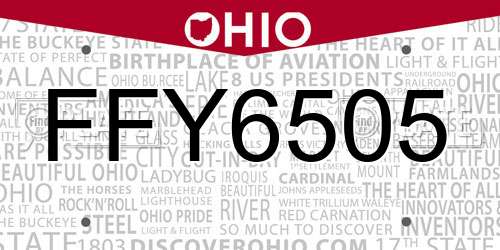 FFY6505 Ohio License Plate