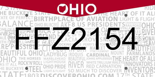FFZ2154 Ohio License Plate