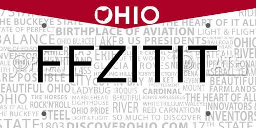 FFZITIT Ohio License Plate