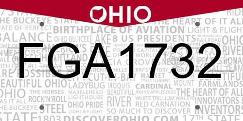 FGA1732 Ohio License Plate