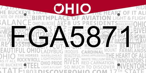 FGA5871 Ohio License Plate