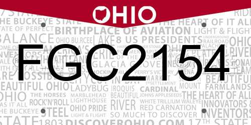 FGC2154 Ohio License Plate