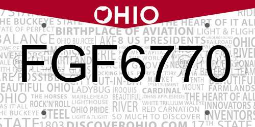 FGF6770 Ohio License Plate