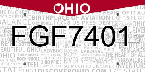 FGF7401 Ohio License Plate