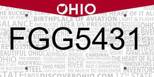 FGG5431 Ohio License Plate