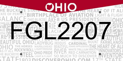 FGL2207 Ohio License Plate